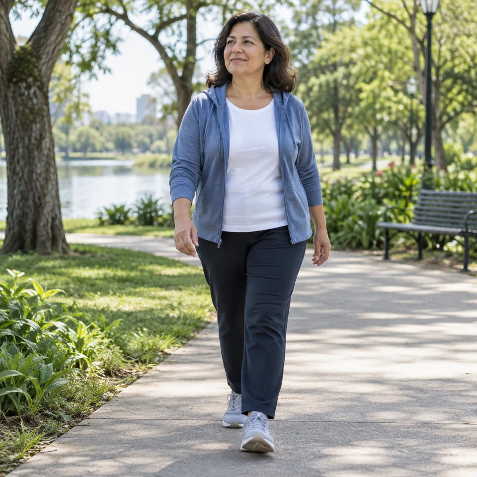 Persona caminando al aire libre como ejemplo de actividad gradual