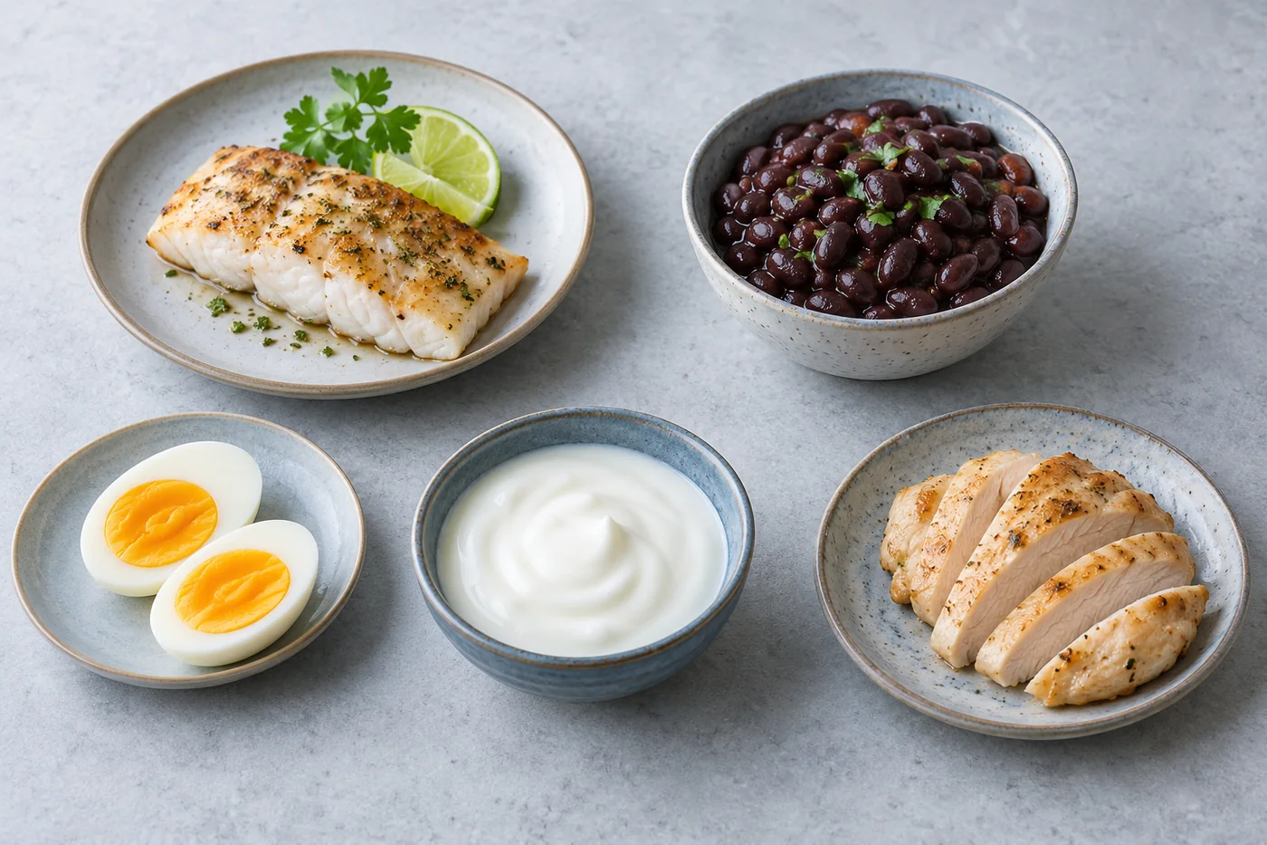 Pescado, pollo, huevos y otras fuentes de proteína